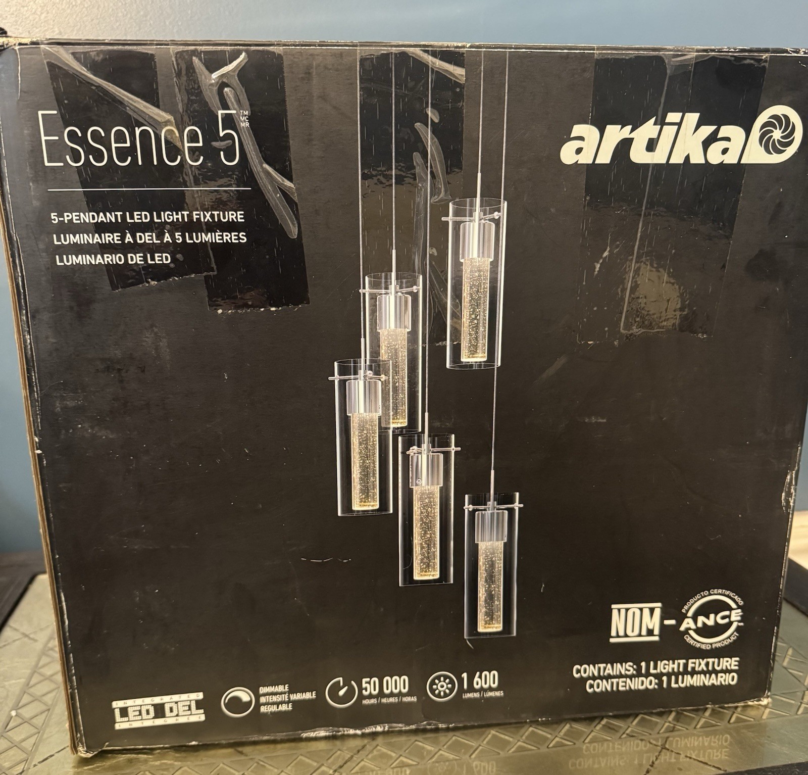 Artika Essence 5-Light Integrated LED Pendant Polished Chrome Bubble Glass gallery