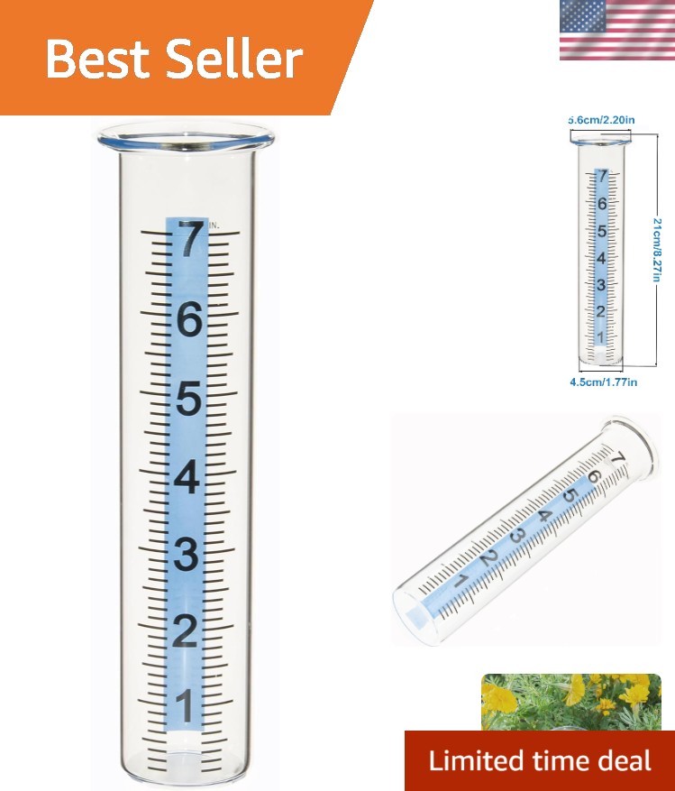7" Capacity Rain Gauge Glass Replacement Tube with Lid Design for Yard Garden... gallery
