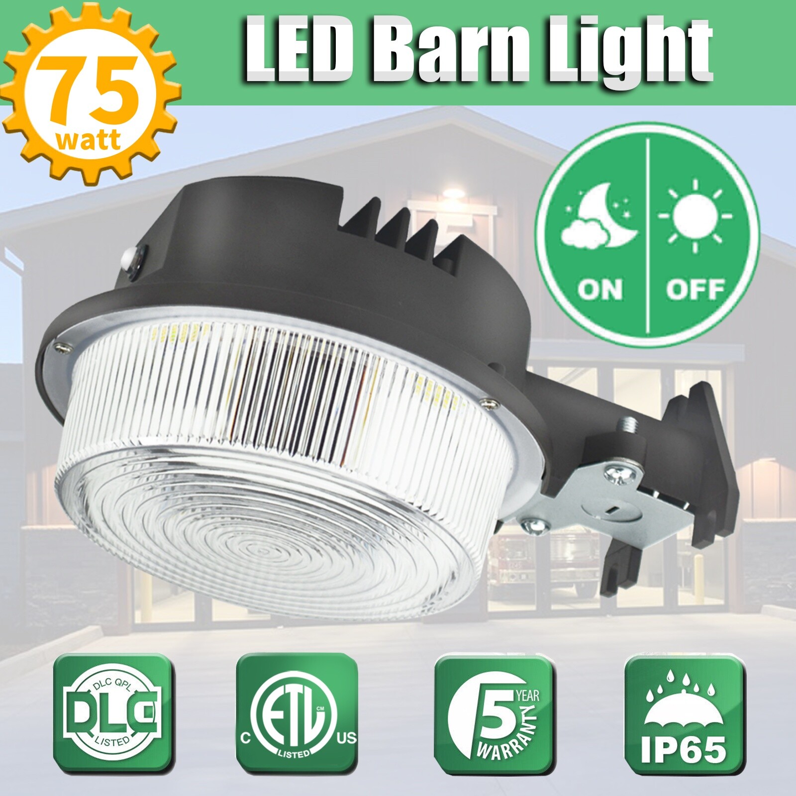 LED Barn Light 75Watt, 8400lm Dusk to Dawn Yard Lighting with Photocell, US Ship gallery