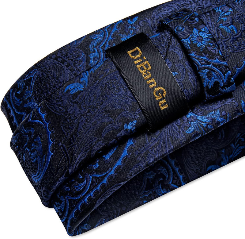 Mens Tie Set Silk Solid Paisley Necktie and Pocket Square Cufflinks Classic Form gallery