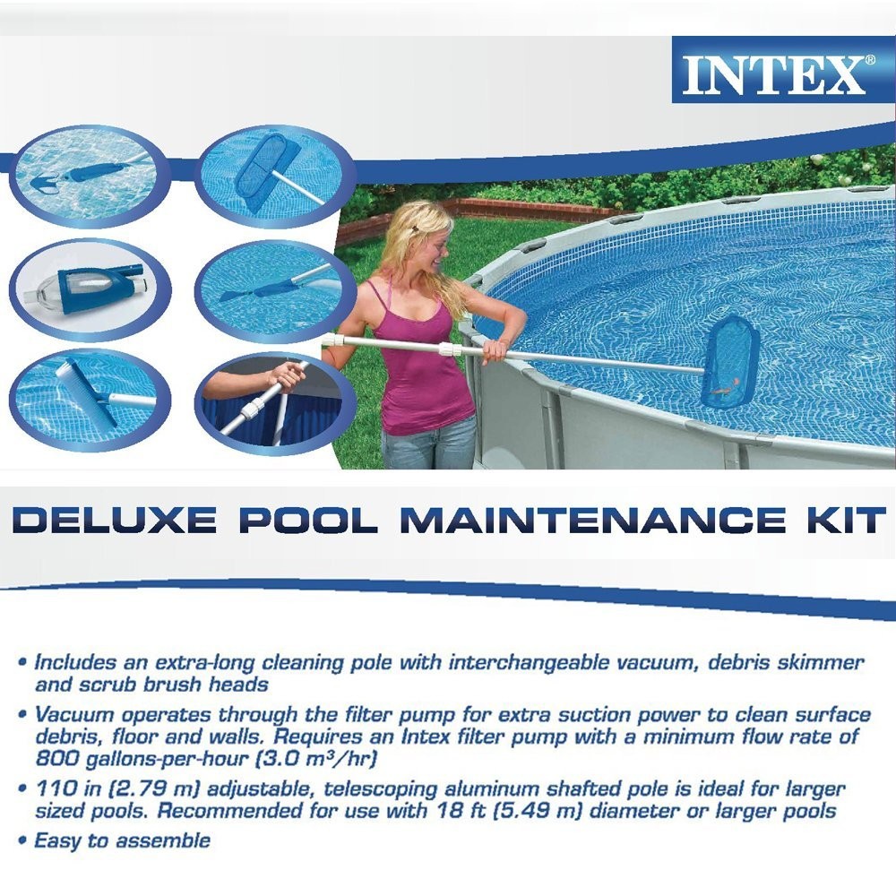 ***USEDOPEN BOX Intex Deluxe Cleaning Maintenance Swimming Pool Kit with Vacuum gallery
