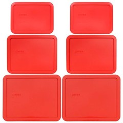 Pyrex 7212-PC 7211-PC 7210-PC Red Storage Container Lid 6PK New for Glass Dish