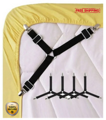 4pcs Adjustable Bed Sheet Fasteners – Metal Sofa & Quilt Clip Set – NEW