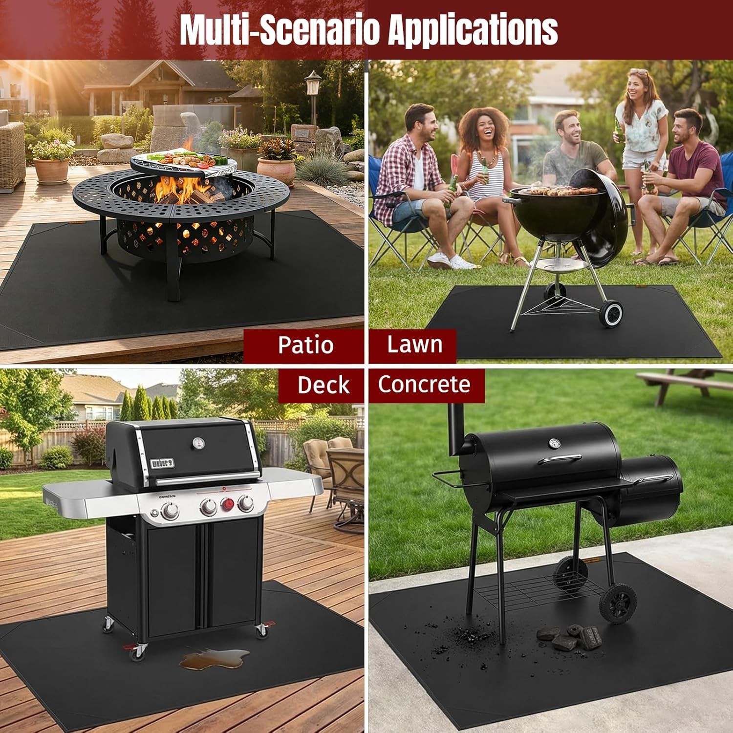 Fire Resistant Mat 65×52" Grill Mat for Deck, Fire Pit & Outdoor Cooking gallery