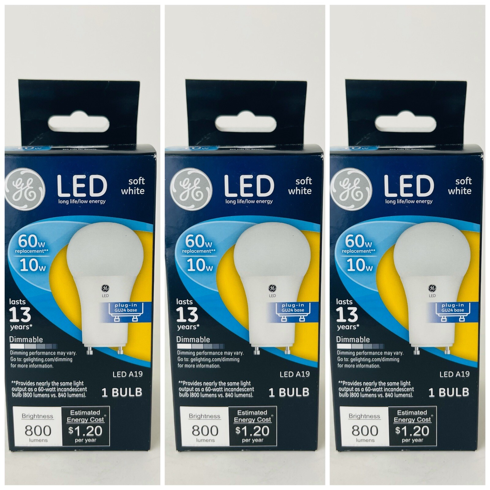 3 Pack GE Lighting LED A19 Light Bulb Soft White 11W 60W Dimmable gallery