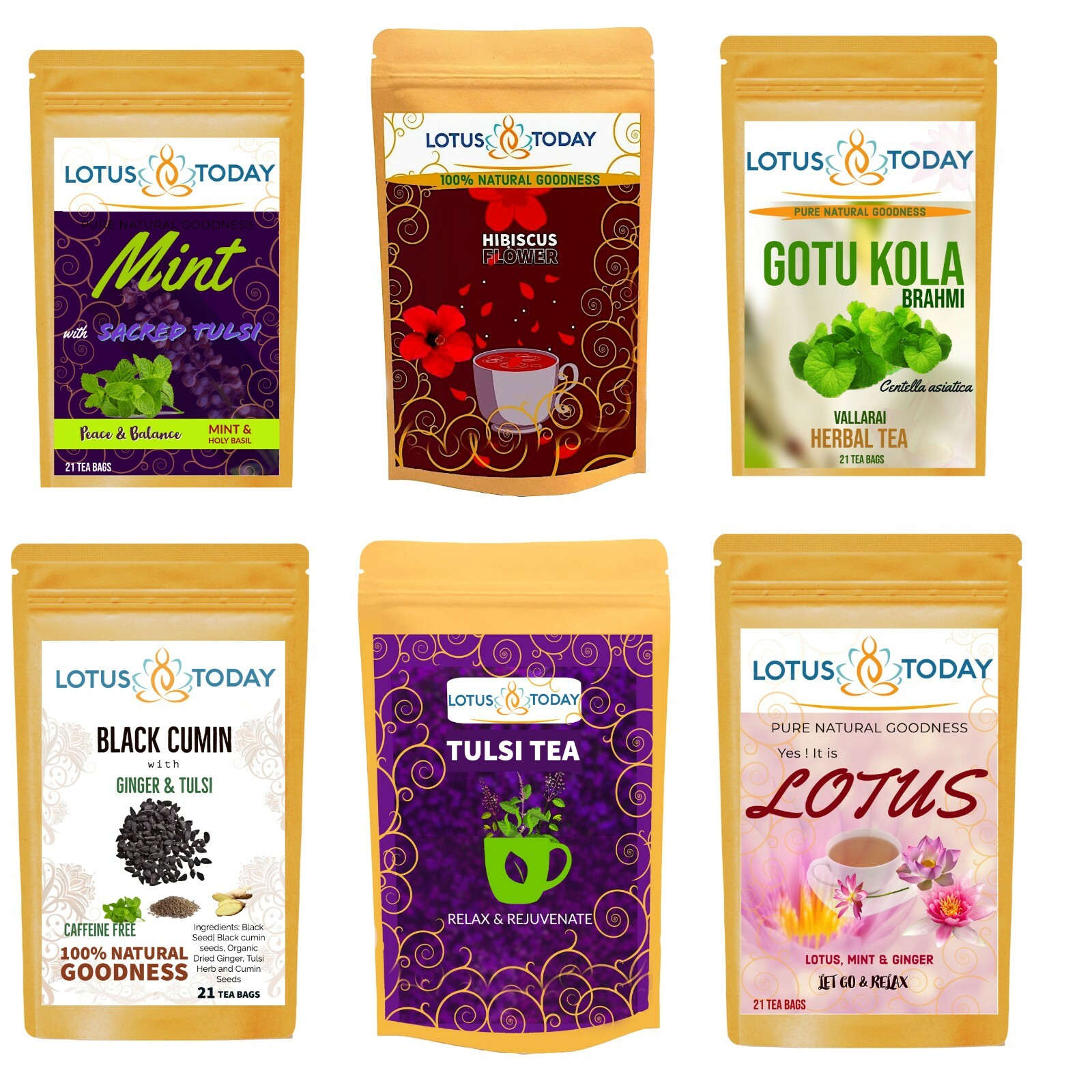 Herbal Tea selection Green tea Detox Tea Spice chai Tea Black, Natural Flavour gallery