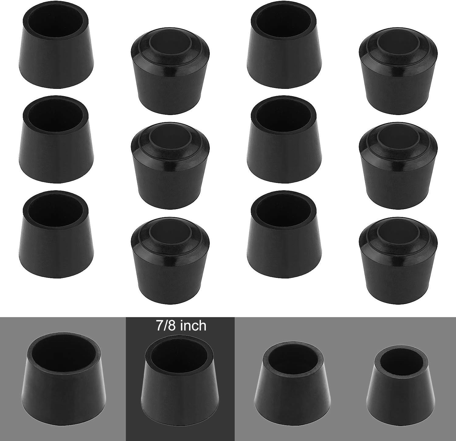 50 PCS 7/8 Inch round Chair Leg Tips Caps, CBTONE Anti-Slip Black Rubber Table F gallery