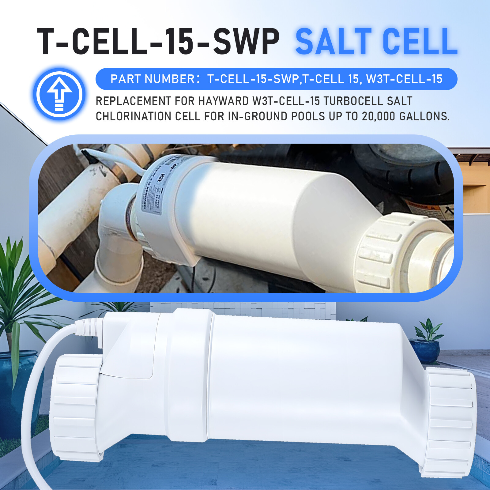 Salt Water Pool chlorinator System for Hayward Turbo Cell T-5 Cell 20000 Gallon gallery