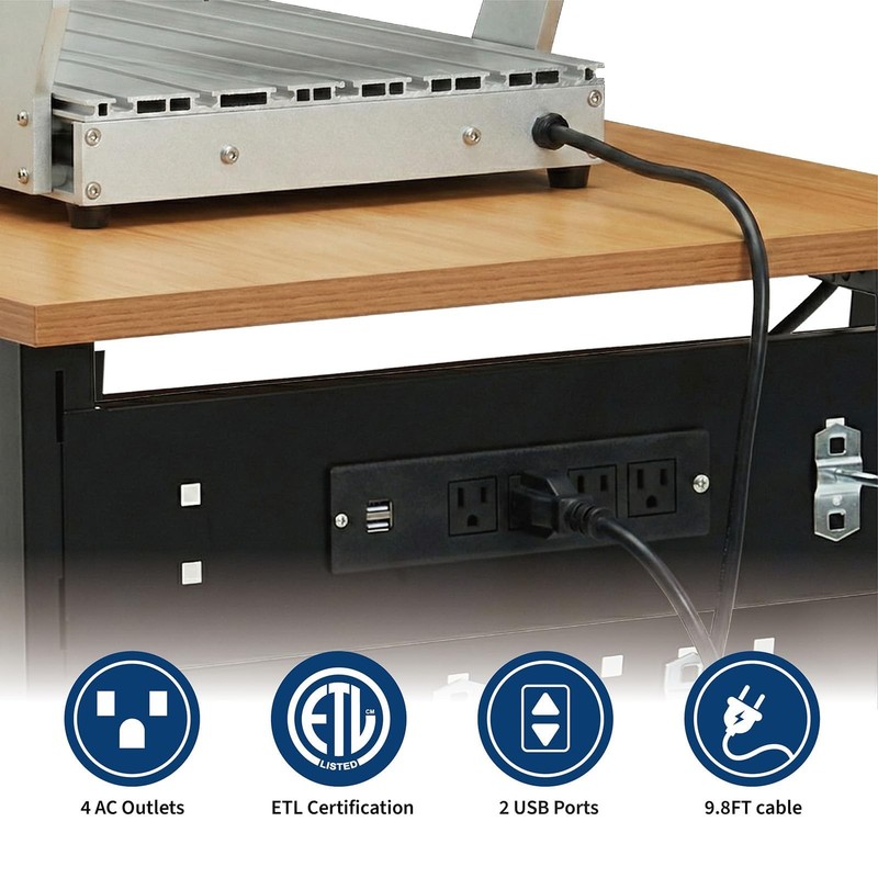 Adjustable Height Workbench ,48" Heavy-Duty Worktable 2200 LBS with Power Outlet gallery
