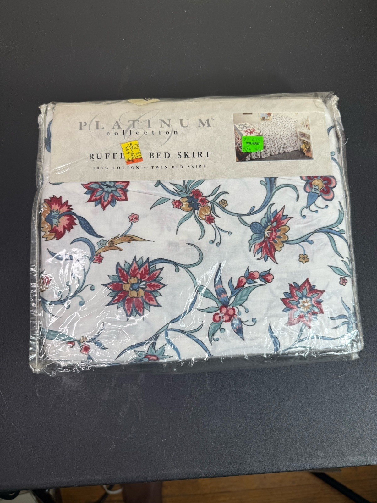 Vintage Platinum Collection Ruffled Bed Skirt Twin Jacobean Floral 100% Cotton gallery