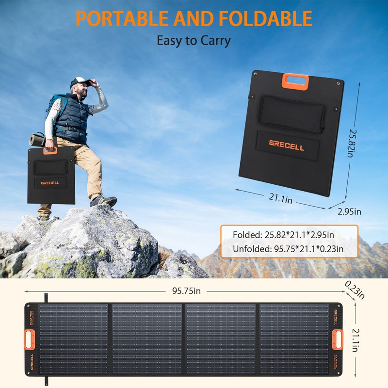 200W Portable Solar Panel for Power Station Foldable Solar Charger w/4 Kickstand gallery
