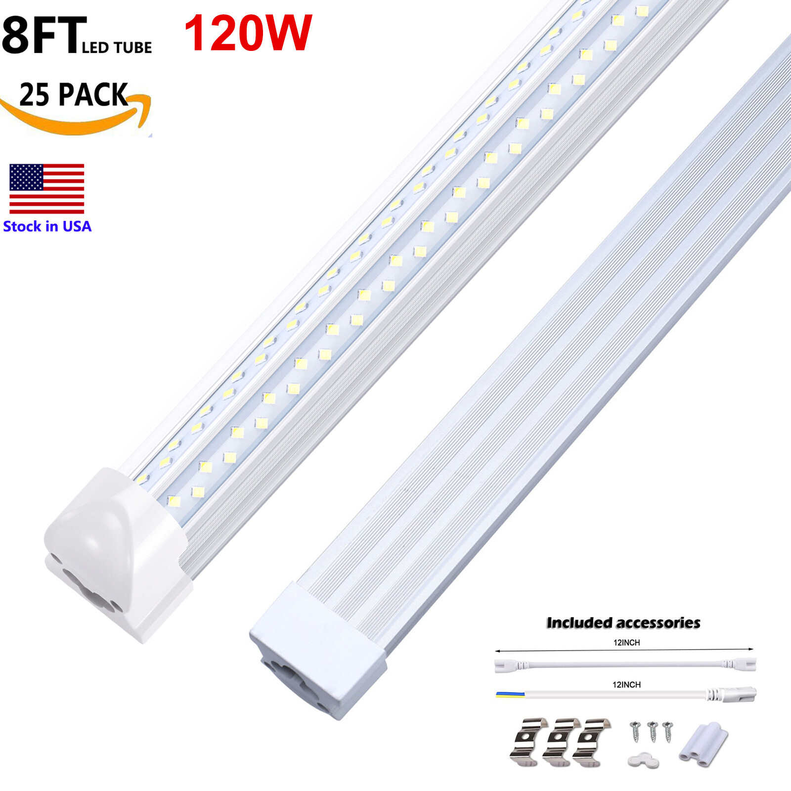 8FT LED Garage Warehouse Lights LED Tube Light Linkable Shop Light Fixture 25PK gallery