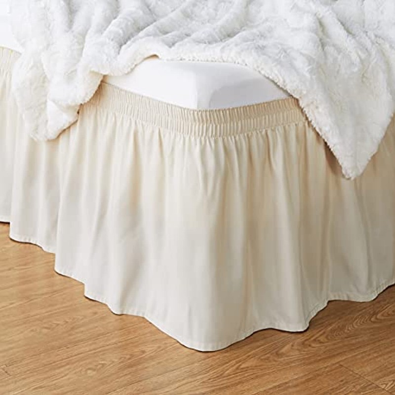 Ruffled Bed Skirt, Three Sided Wrap,Easy Fit Elastic,16" Drop- Twin/TwinXL,Beige gallery