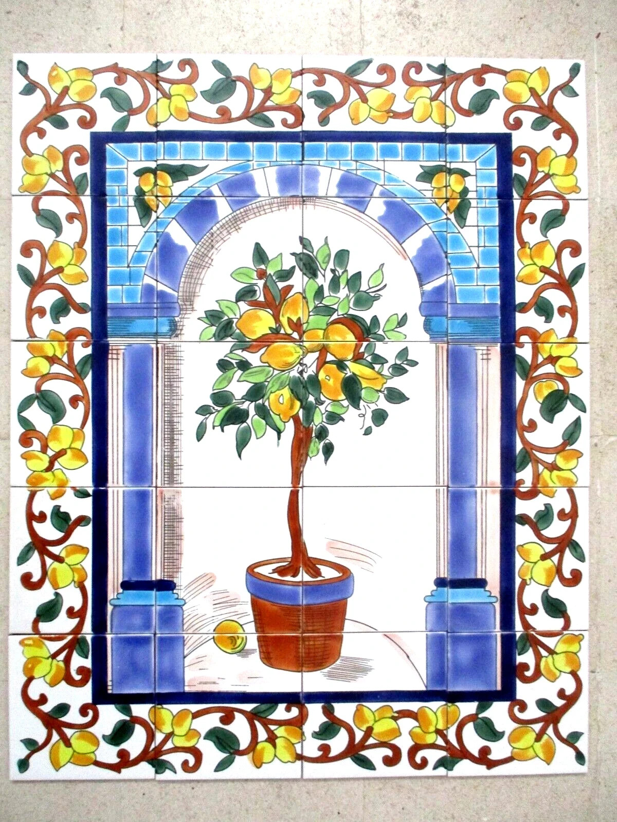 24" x 30" (60cm x 75cm) Ceramic tile art Mosaic mural panel Lemon Tree BACKSPLAH gallery