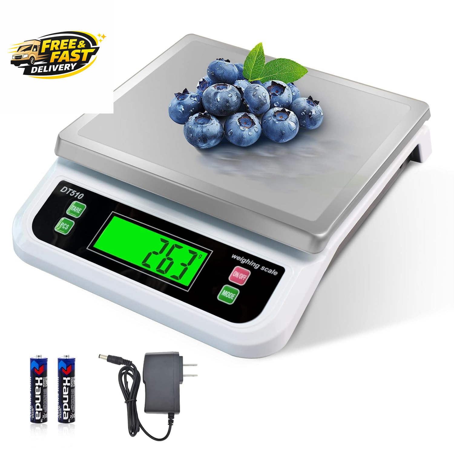 Large Digital Kitchen Scale 40Kg/88Lbs Commercial Food Scale with Tare and PCS gallery