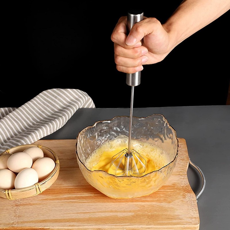 Semi-Automatic Egg Whisk Hand Push Egg Beater Stainless Steel Blender Mixer Whis gallery