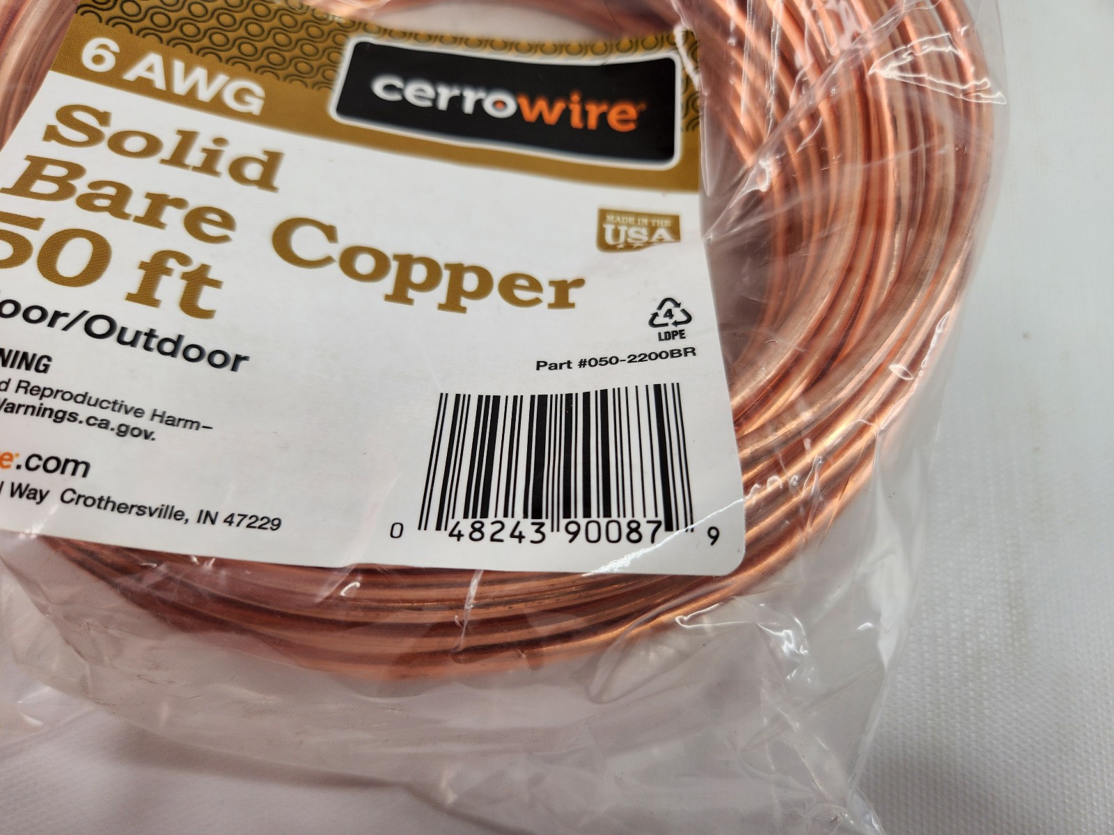 Cerrowire 25ft 6 Gauge Stranded Bare Copper Grounding Wire Indoor/Outdoor 200ft gallery