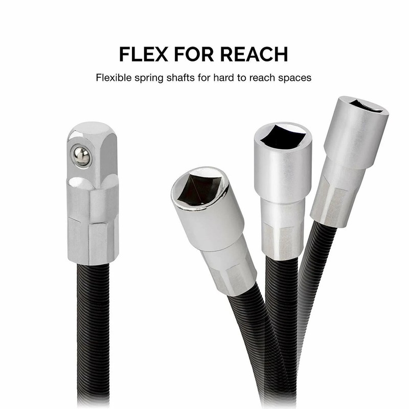 Flexible Extension Bars Long Socket 6" 8" 10" 12" Ratchet Flex 1/4" & 3/8" Drive gallery