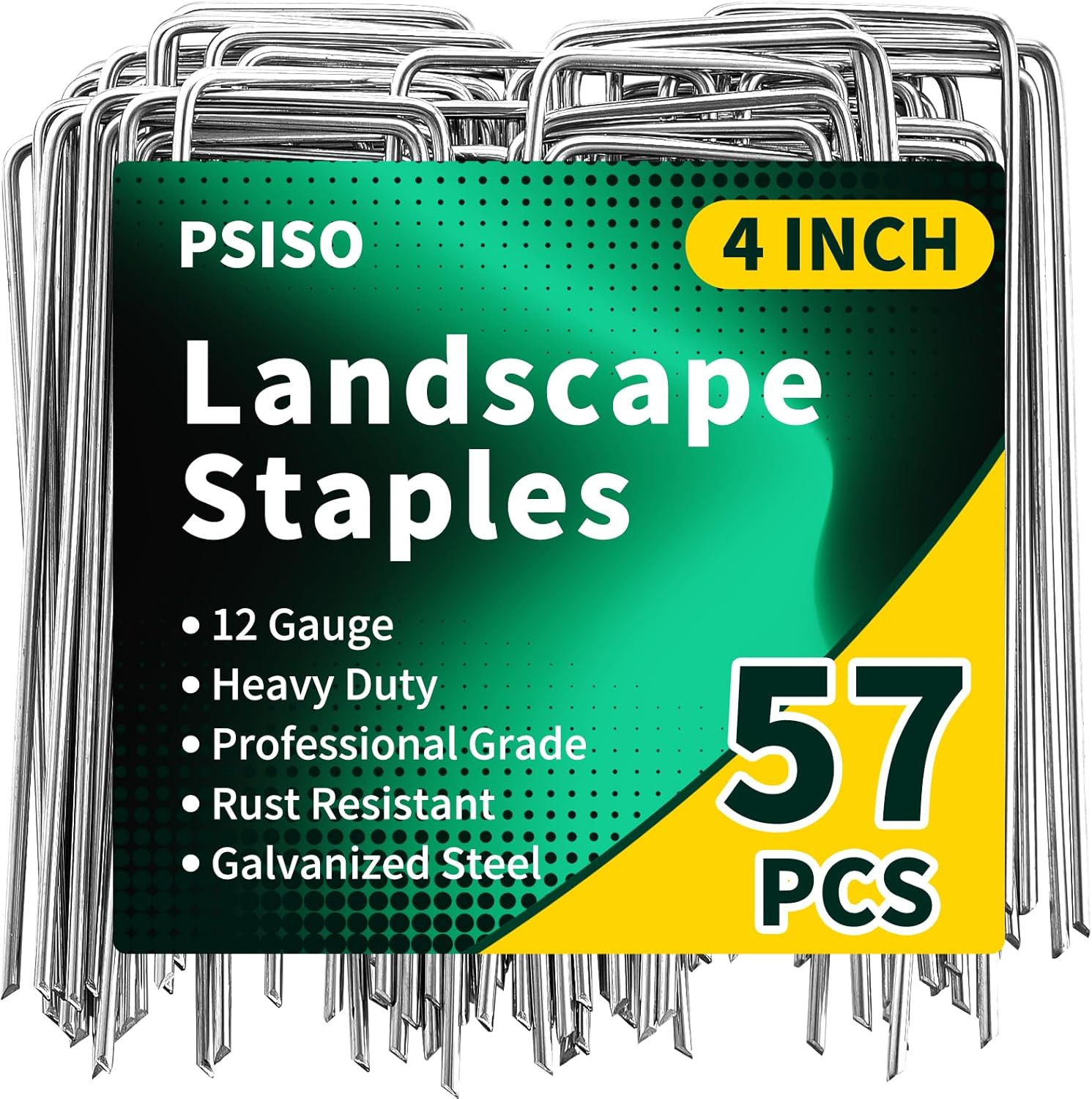 57 Pack 4 Inch Galvanized U-Shaped Garden Stakes Landscape Staples, 12 Gauge Hea gallery