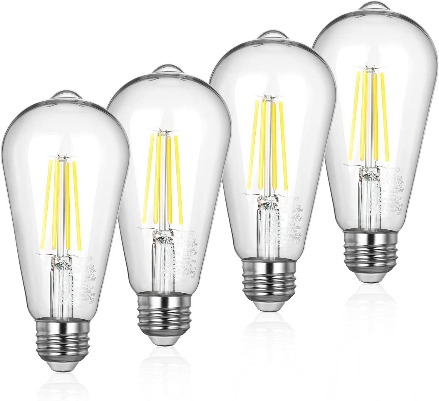 EDISHINE 4-Pack LED Edison Bulb 4000K Daylight White LED Filament Bulbs 800LM gallery
