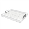 AuldHome Design Rustic Wood Serving 17" x 13" x 3", White With Black Handles gallery