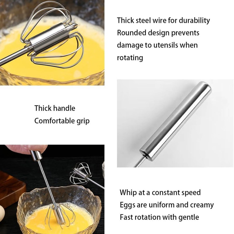 Semi-Automatic Egg Whisk Hand Push Egg Beater Stainless Steel Blender Mixer Whis gallery