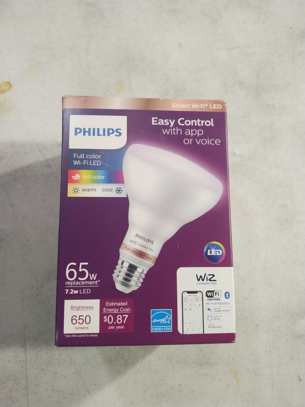 PHILIPS 562728 SMART WI-FI WIZ LIGHT BULB FULL COLOR + WHITE BR30 65W 650 LUMENS gallery