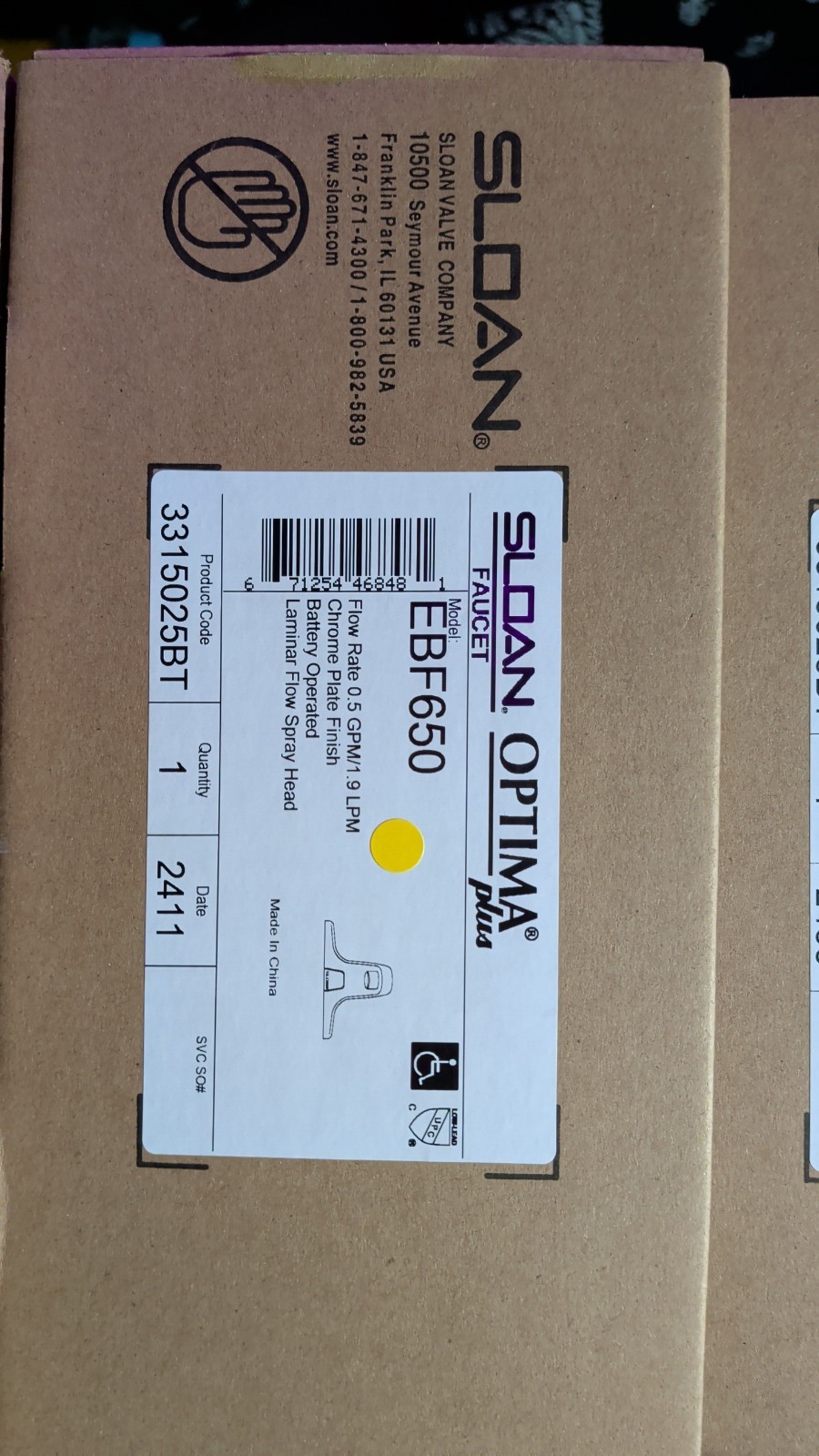Sloan Optima Plus EBF650 Battery Sensor Bathroom Faucet Chrome (full set) gallery