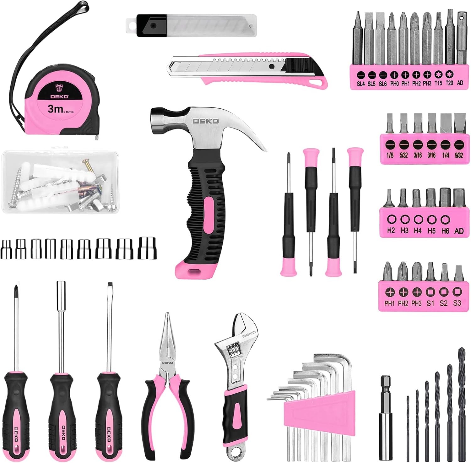 Pink Cordless Drill Set Home Tool Kit for Women 8V gallery