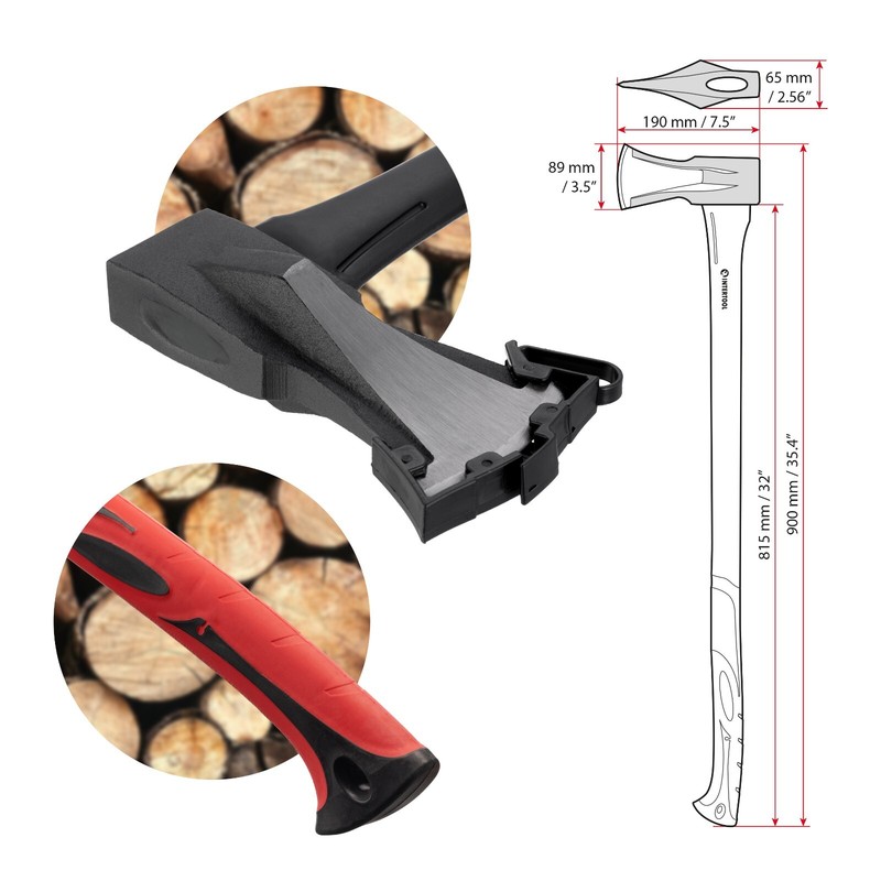 INTERTOOL 35-inch Splitting Maul, Axe, 5 lb Shock Absorbing Handle HT08-0275 gallery
