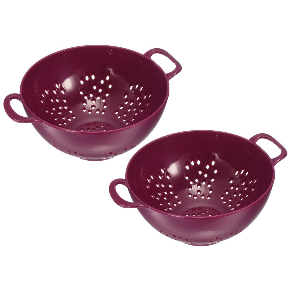 Mini Food Strainer Plastic Colander For Fruits Veggies Pasta Purple 2PCS