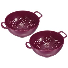 Mini Food Strainer Plastic Colander For Fruits Veggies Pasta Purple 2PCS