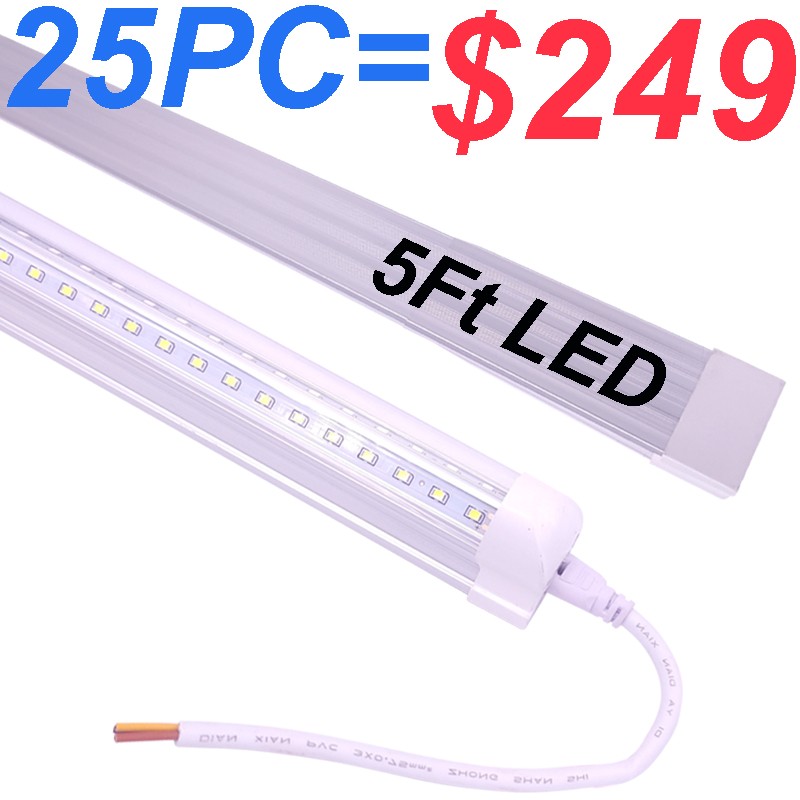 25 Pack T8 5FT Integrated Led Tube Light Bulbs 48W 5Foot 5' Led Shop Light 6500K gallery