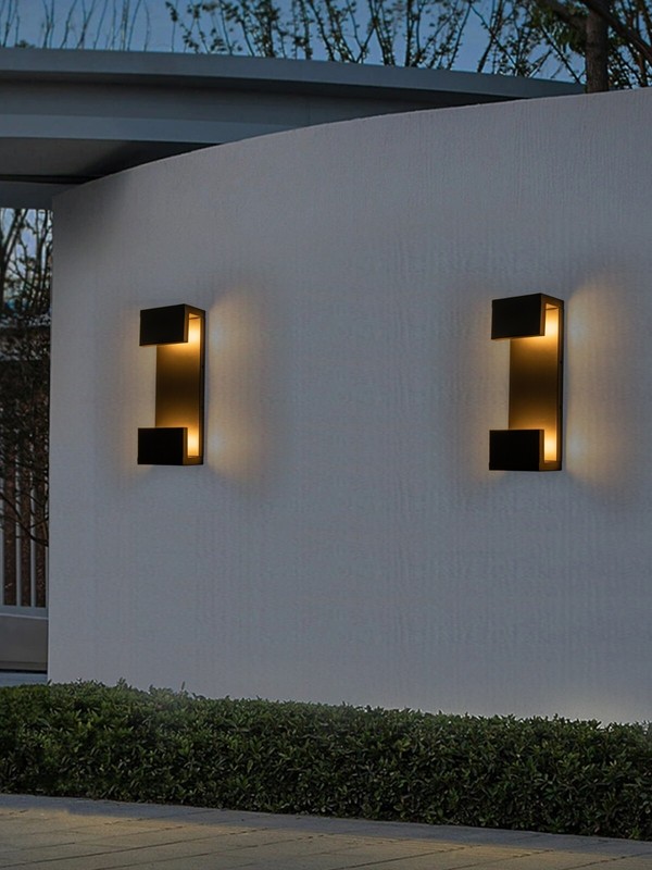 15'' Matte Black Outdoor Wall Lights,Up Down LED Modern Porch Light Wall Sconce gallery