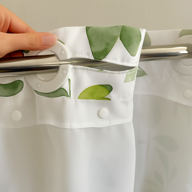 No Hook Needed Botanical Shower Curtain with Snap-In Liner Washable Waterproof gallery
