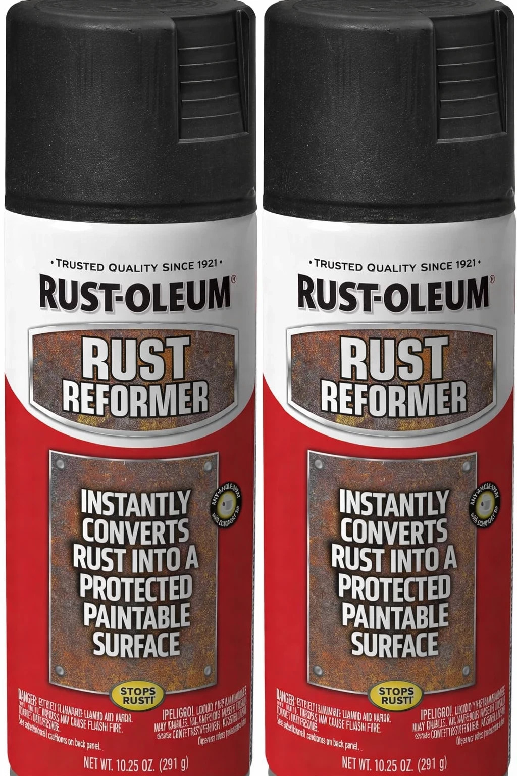 2 pack Rust-Oleum Stops Rust Converter Reformer Spray Flat Black Finish 10.25 oz gallery