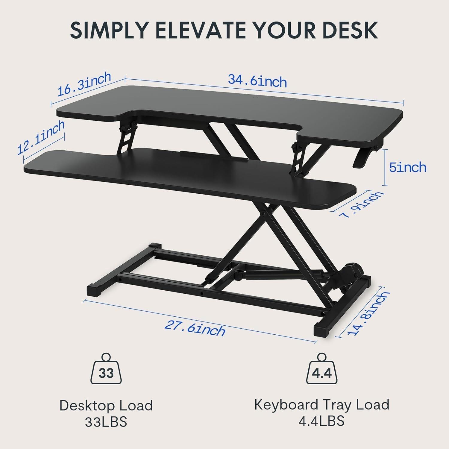 35-Inch Standing Desk Converter Height Adjustable Sit to Stand up Workstation gallery
