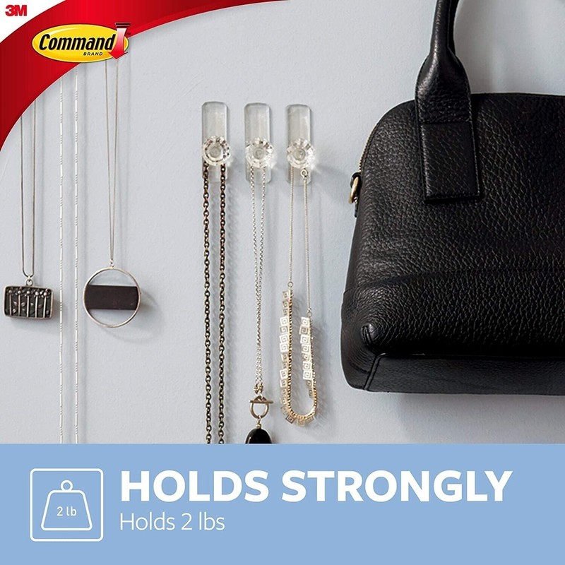 4 Packs 3M Command 2 Medium Crystal Hooks & 3 Adhesive Strips Per Pack Max 2 lb gallery