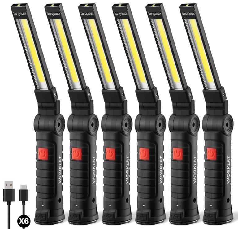 6Pack Rechargeable COB LED Work Light Magnetic Flashlight 360° Rotating Foldable gallery