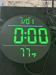 Digital LED Wall Clock with Date, Temperature, Auto-Brightness, Plug-In, Modern