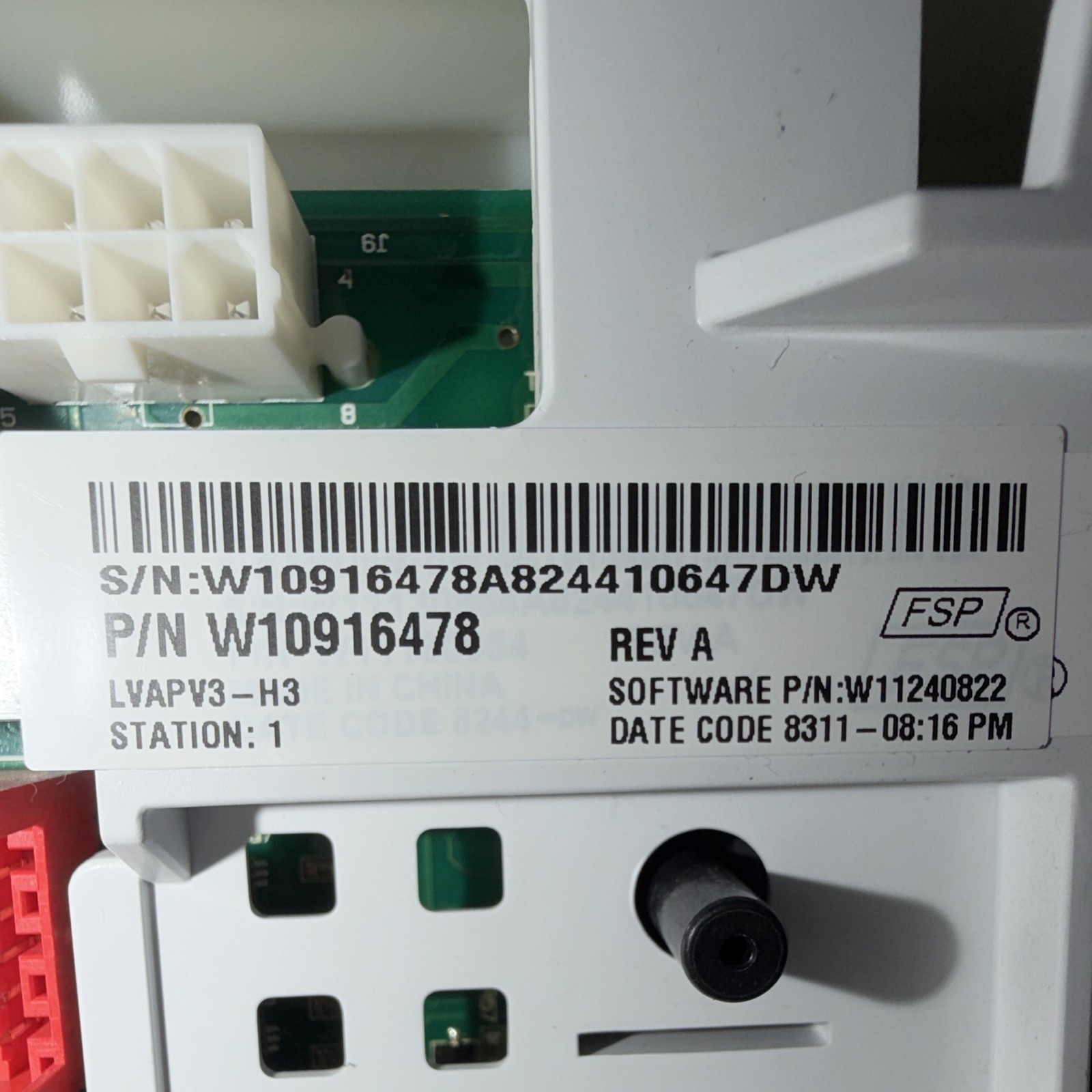 FSP W10916478 Washer/Dryer Main Control Board Module Rev A White gallery