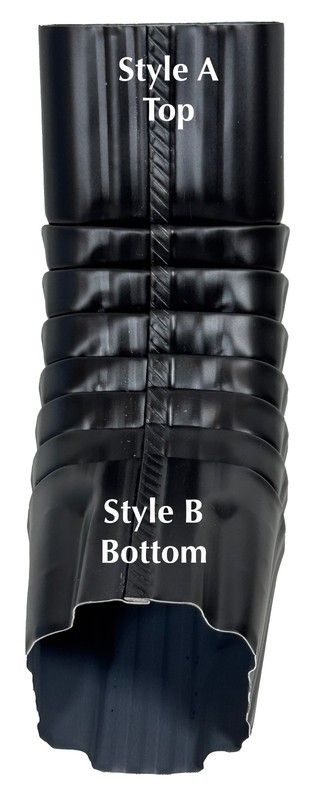Transition A to B | 75 degree Aluminum Gutter Elbow | Made in USA gallery