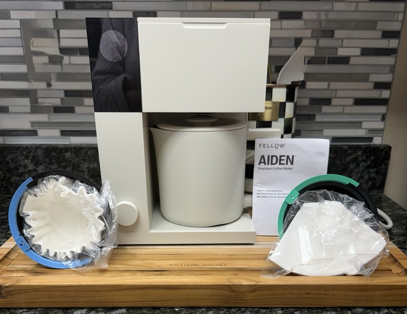 Fellow Aiden Precision Coffee Maker 10-Cup Thermal Carafe Sesame Open Box ! Read gallery