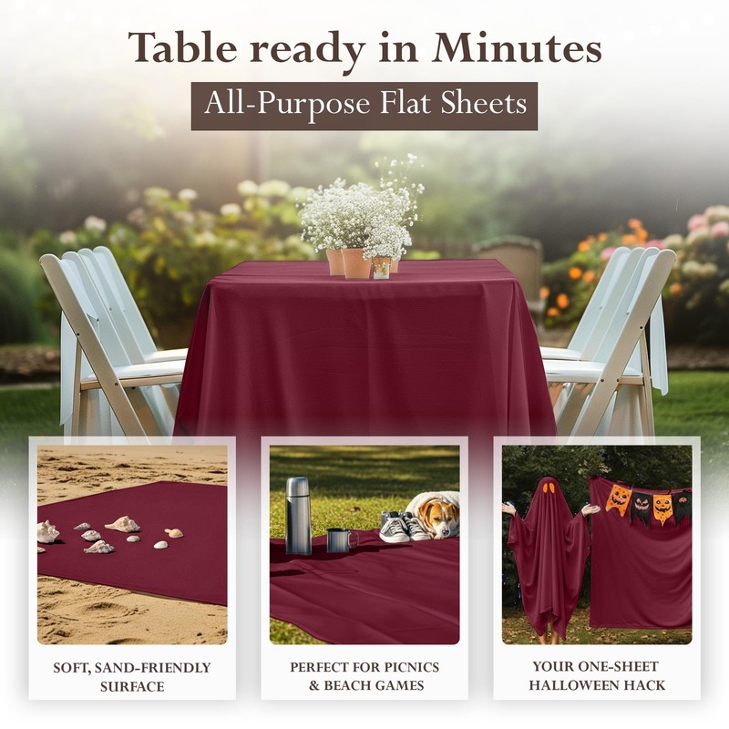 Utopia Bedding Flat Sheet 1 Pack Queen, Burgundy Soft Brushed Microfiber Fa... gallery