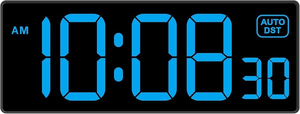 LED Wall Clock Digital Clock with Seconds, Electric Plug in Large Big Numbers...