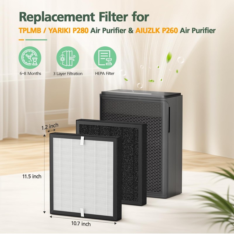P280 P260 Filter Replacement, for TPLMB/YARIKI P280 Air Purifier, for AIUZLK ... gallery