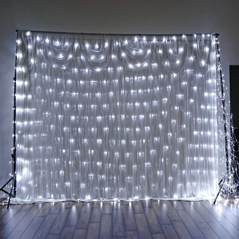 20 ft x 10 ft White LED LIGHTS Backdrop Wedding Party PhotoBooth Decorations gallery