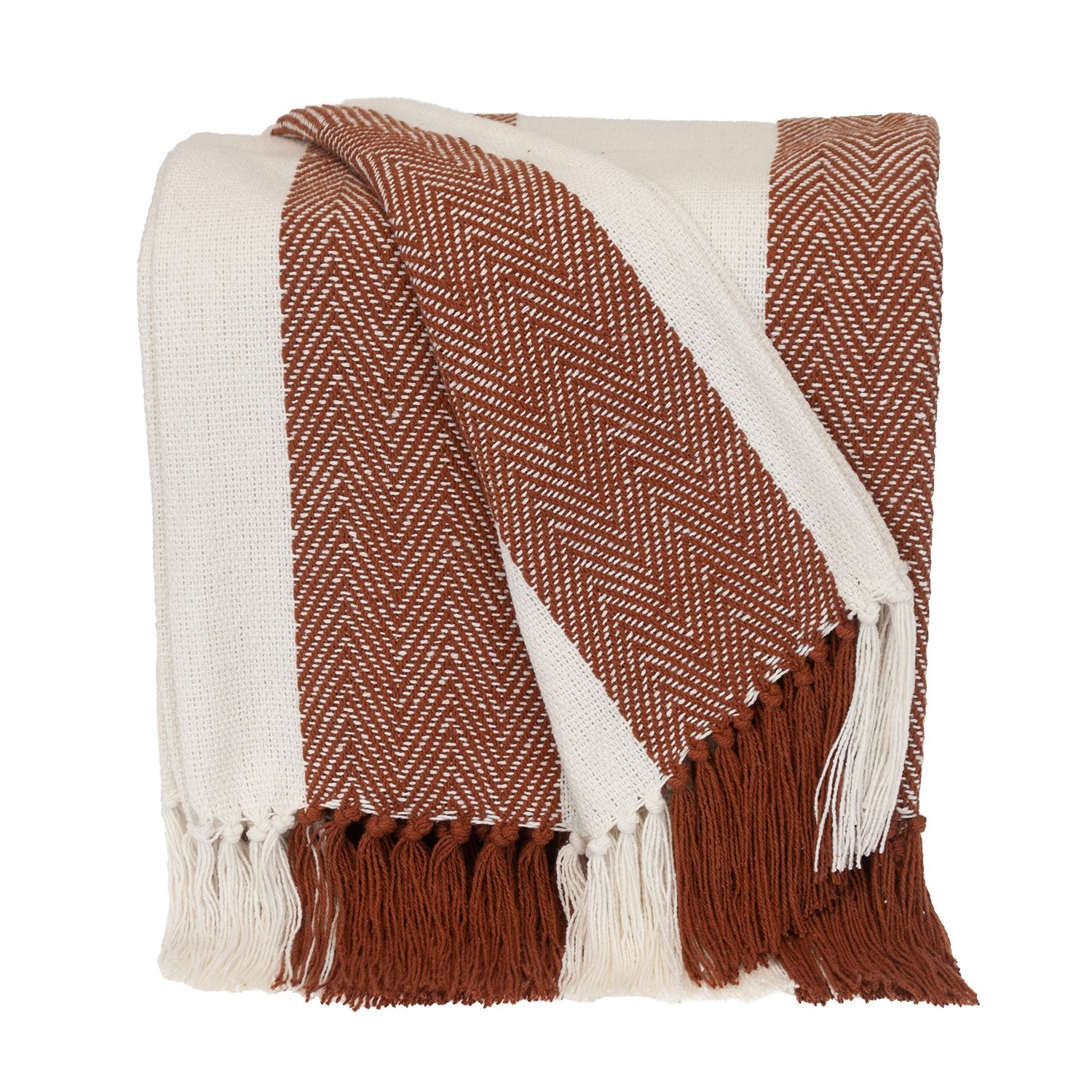 Parkland Collection Archee Rust Striped Cotton 50" x 60" Throw Blanket gallery