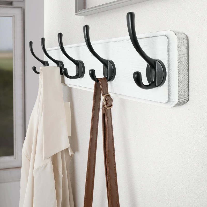 Rustic Pine Solid Wood Wall Mount Coat Rack 5 Hooks Hanging Clothes Hanger gallery