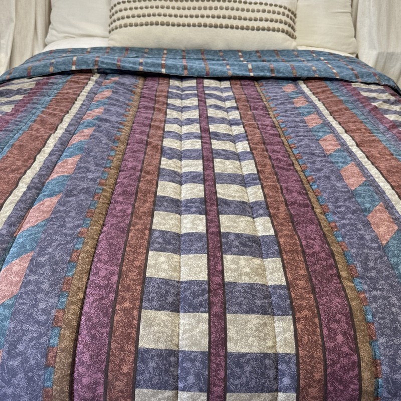 Retro Queen Full Comforter Teal Purple 90s Y2K Southwest Geometric Reversible gallery